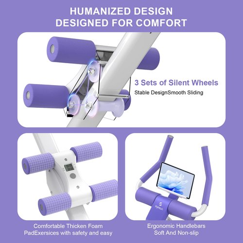 Home Gym Systems Ab Machine,Ab Workout Equipment,Ab Trainer Machine for Abs Workout at Home Gym, Foldable, Knee Protection, Abdominal Trainer for Stomach Workout,Touch Displays(Purple)
