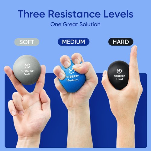FitBeast Grip Strength Trainer โ 6 Pieces Hand Therapy Kit with Finger Extension Exerciser & Stress Balls for Adults, Rehab & Strength Training โ for Men, Women, and Seniors