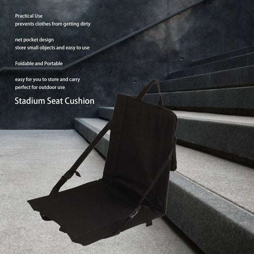 QERLONG Stadium SEAT Cushion Foldable Portable for Outdoor Black