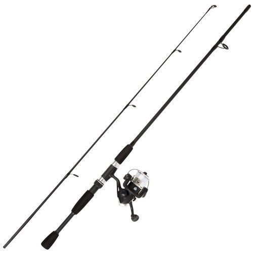 Fiberglass Fishing Rod ??Portable 2-Piece Medium Action 65-Inch Pole with Size 20 Spinning Reel for Lake Fishing by Wakeman (Matte Black)