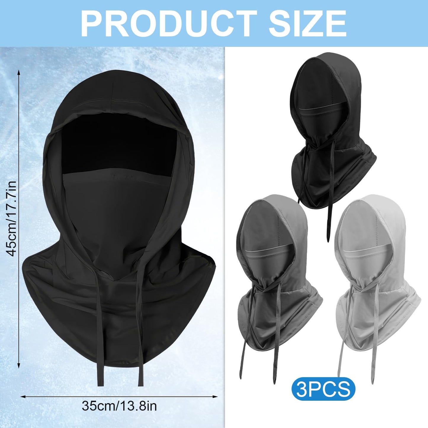 3 Pack Cooling Balaclava Mask for Men Women - Sun UV Protection Hood Face Cover for Cycling Skiing Fishing Motorcycle Breathable Full Head Pasamontañas