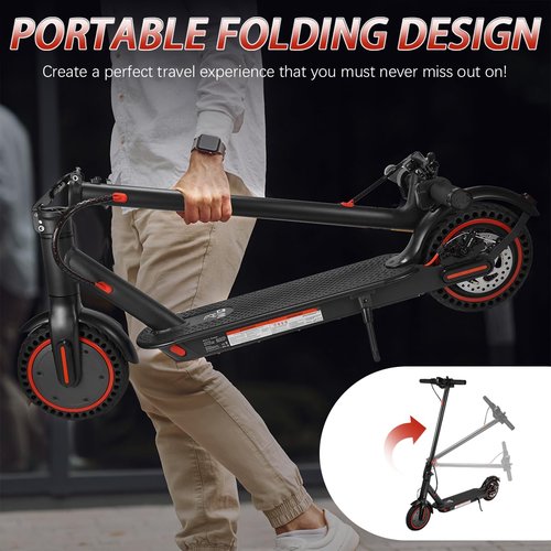 Adults Electric Scooter ,8.5"/10" Tires, 19/22Mph, 350W/500W Motor, 21-28 Miles Range, Folding E-Scooter with Dual Suspension and Braking System with App Control (W4-7.8Ah-350W)