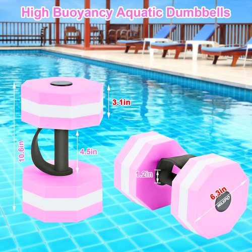 1 Pair EVA Foam Water Dumbbells for Pool Exercise, Water Weights Aquatic Exercise Dumbbells, Aquatic Fitness Weights, Enhance Your Fitness Journey with Water Aerobics Equipment and Pool Weights(Pink)