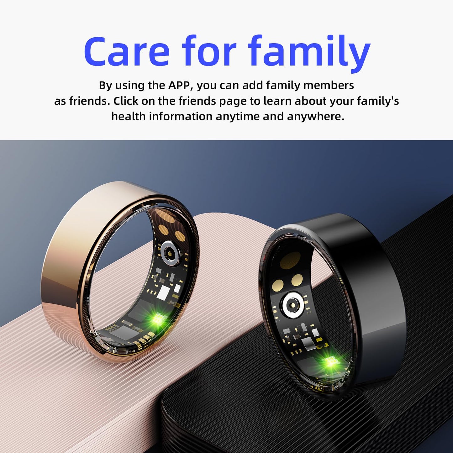 2025 Upgraded Smart Ring for Women&Men,IP68 Waterproof Fitness Tracker with Heart Rate/Blood Oxygen/Sleep/Step/Calories/Distance Monitor,No Subscription Fee,Compatible with iOS&Android (Golden, 7)