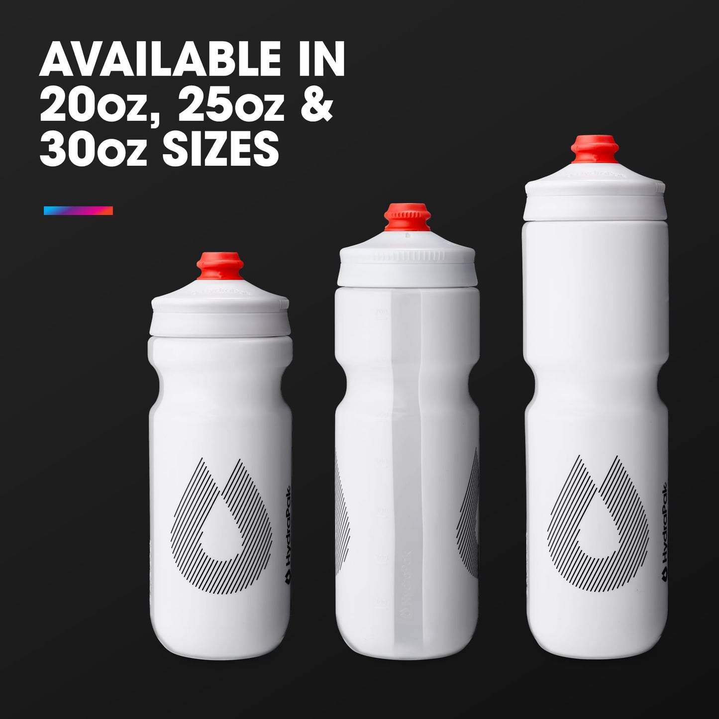 HydraPak | Polar Bottle - Breakaway Surge Lightweight Bike Water Bottle 2-Pack - High Flow, Cycling & Sports Squeeze Bottle (White, 880ml / 30oz)