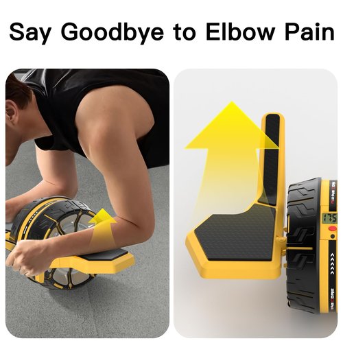Flexella Ab Wheel Roller with Adjustable Resistance, Automatic Rebound Abdominal Wheel with Elbow Support & Knee Mat, Abs Core Workout Equipment for Men Women