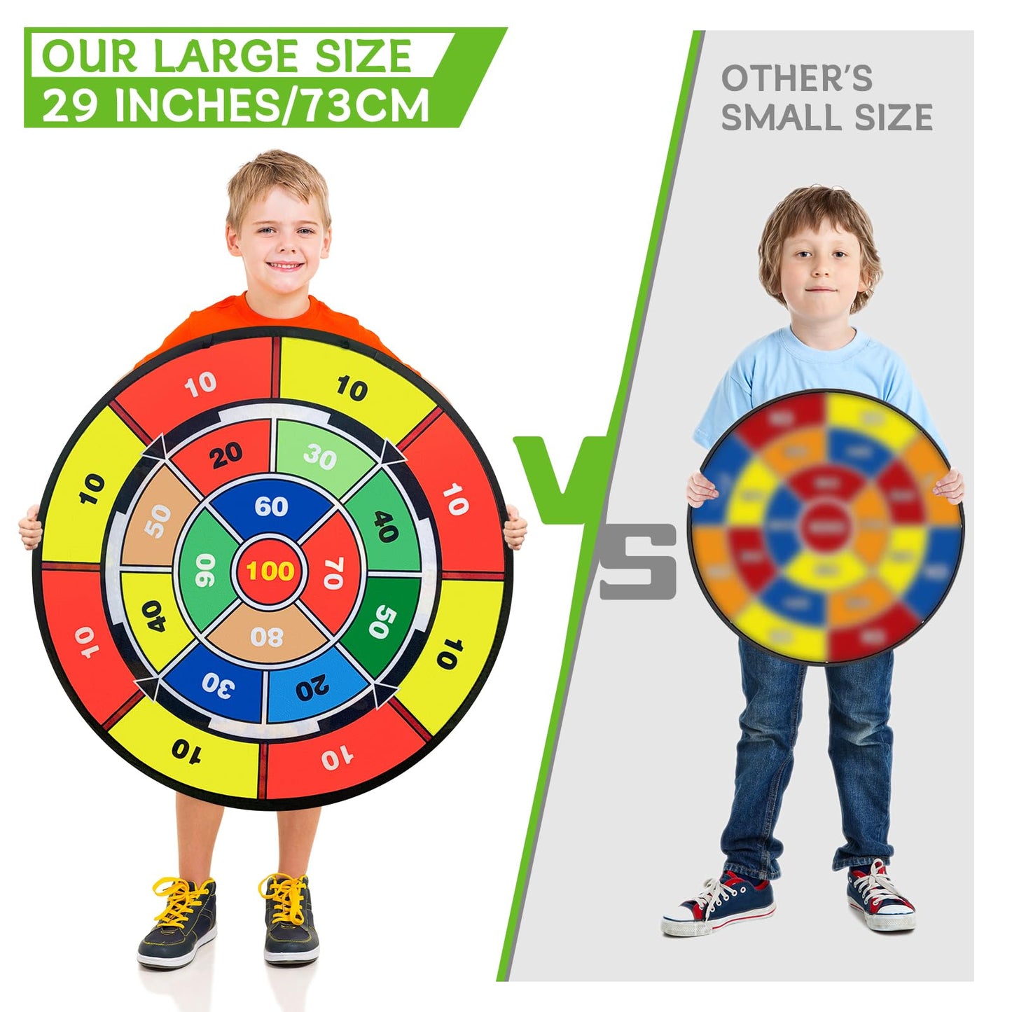 29’’ Large Dart Board for Kids, Space Dinosaur Double Sided Kids Dart Board, Dart Board with Balls for Kids, Outdoor Sports Fun Party Game Kids Toys, Gift for 3-12 Years Old Boys and Girls