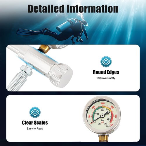 6000 PSI Scuba Tank Refill Adapter with Pressure Gauge | Paintball & PCP Air Tank Fill Station | High-Pressure Air Refill Hose Kit