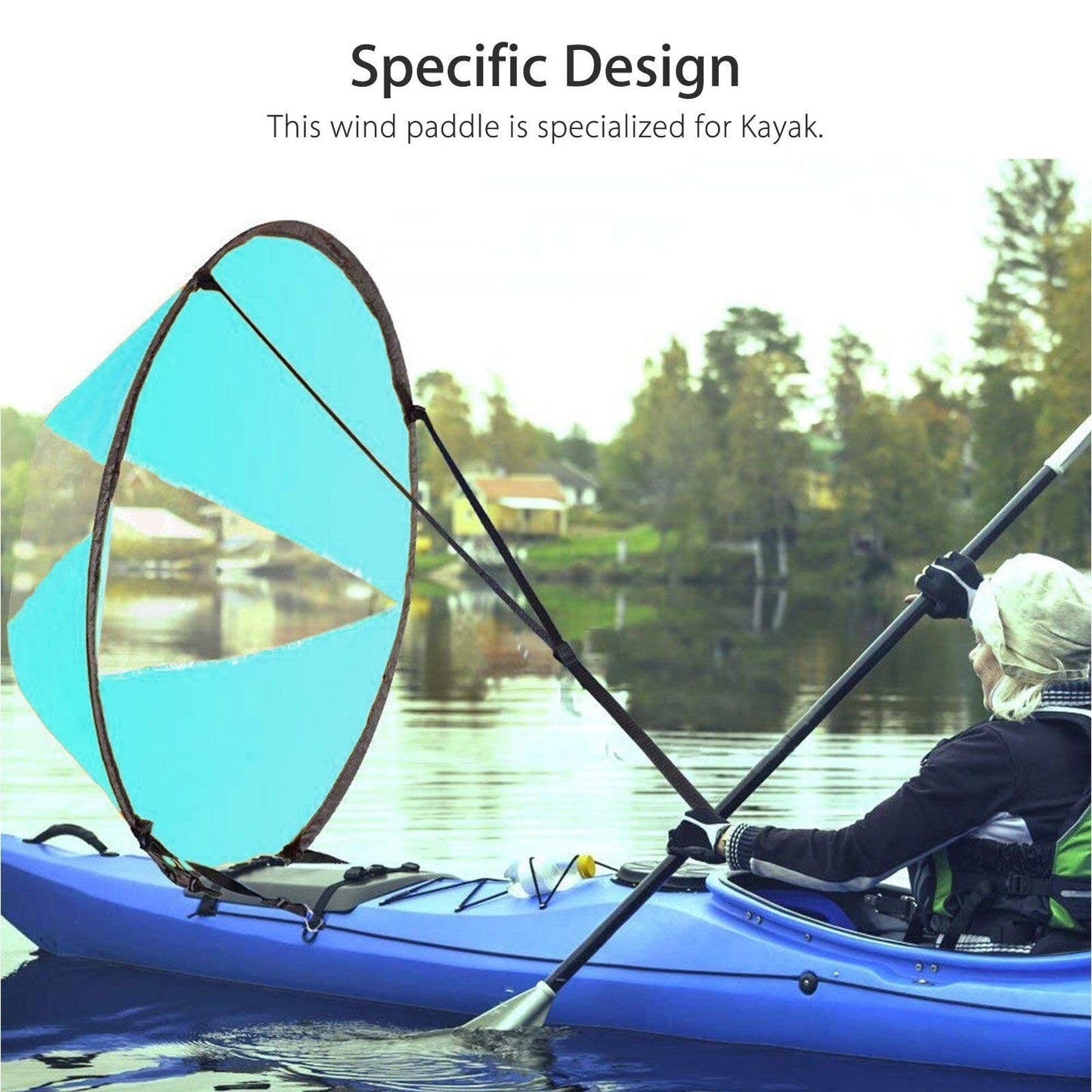 IFFANY 42"" Portable PVC Downwind Wind Paddle Instant Popup Board Sail Kayak Accessories, 1, blue
