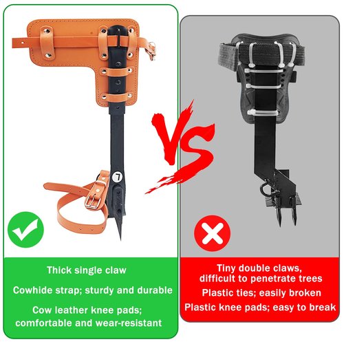 timiland Tree Climbing Spikes Set, Tree Climbing Gear with Professional Accessories and Steel Wire Core Flip Line, with Triple Lock Lanyard Adjuster,for Picking Fruit and Outdoor Sports【Set A】