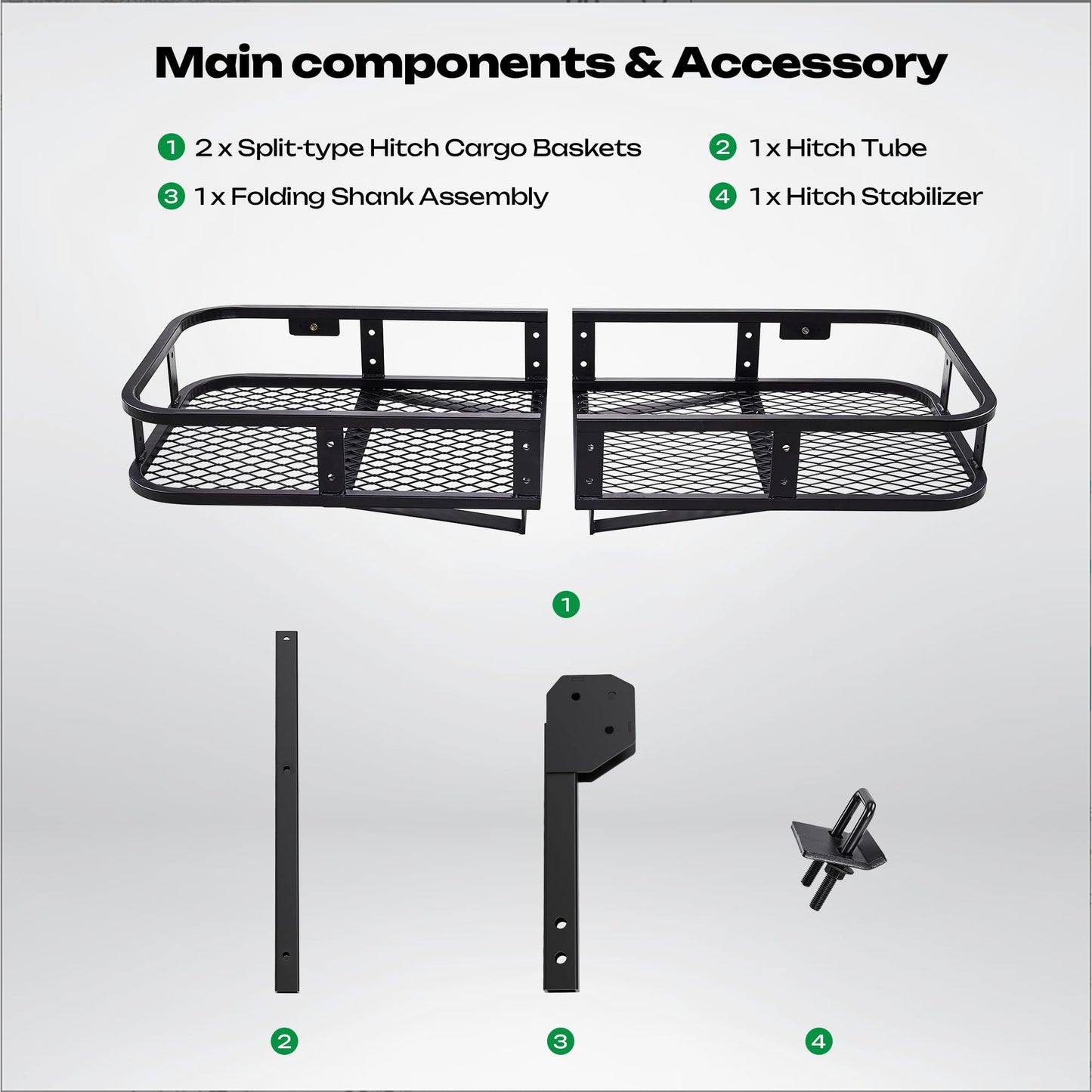 Folding Hitch Cargo Carrier, 500Lbs Capacity Tow Cargo Basket Luggage Rack for SUV 50x19x6 Inches AUSUM MOTOR Cargo Racks for Trailer fit 2 Inches Hitch Receiver with Stabilizer