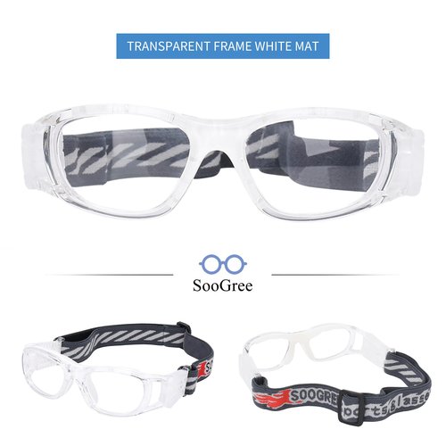 SooGree Kids Sport Goggles Basketball Dribbling Soccer Football Sports Protective Eyewear Goggles Eye Safety Glasses (G8029 Transparent frame Clear pads)