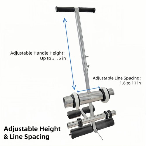 Court Line Tape Applicator Machine, Parking Lot Striping Machine, Basketball Court Line Marking Kit with 4 Rolls of Tape for Driveway Pickleball Court Road Warning, 1.6??11??Spacing