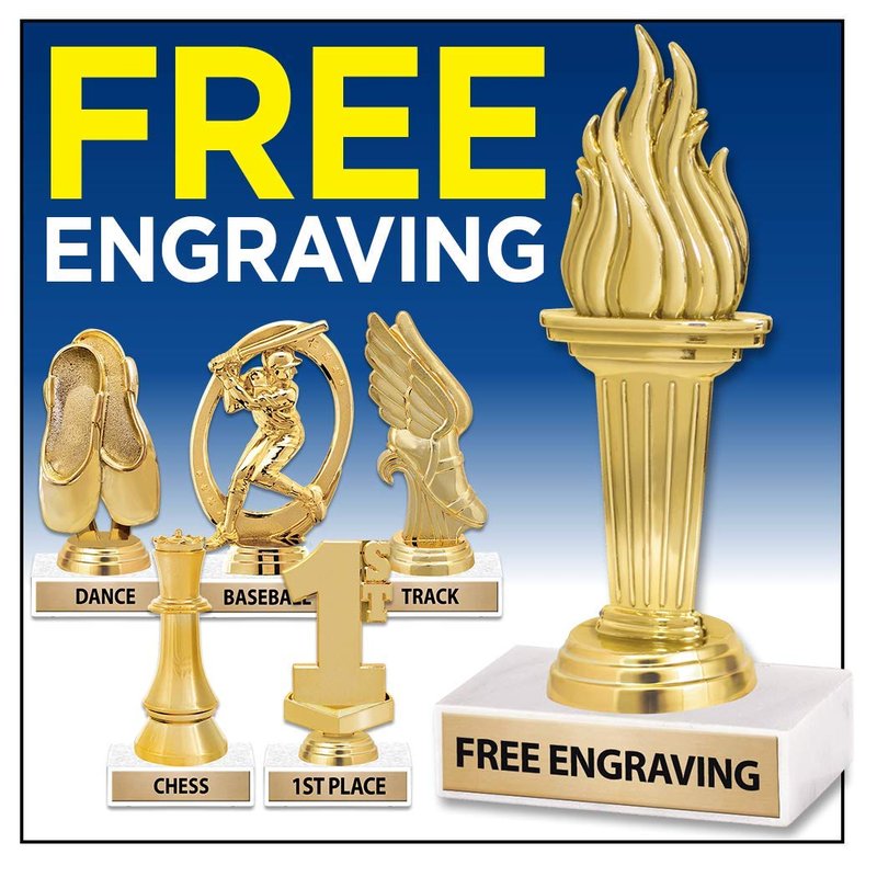 Crown Awards 6" Gold Glitter Star Rocket Trophies - Custom Star Trophy Award