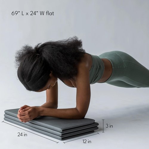 Stakt – Foldable Multi-Purpose Fitness & Yoga Mat with Patented Design, Workout Mat with Non-Slip Surface, Portable & Lightweight, For Studio or Home Use, As Seen on Shark Tank (Iron)