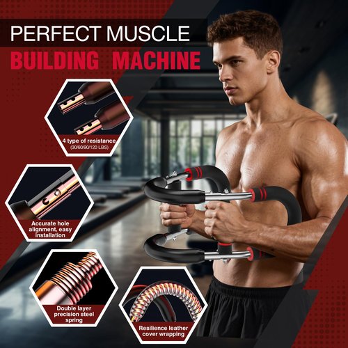 SINOCHIP Adjustable Power Twist Arm Trainer (30-120 lbs), Arm Trainer for Men、Chest Workout Equipment, Anti-Bending Spring No Deformation, Portable Upper Body Home Fitness Equipment, Unisex