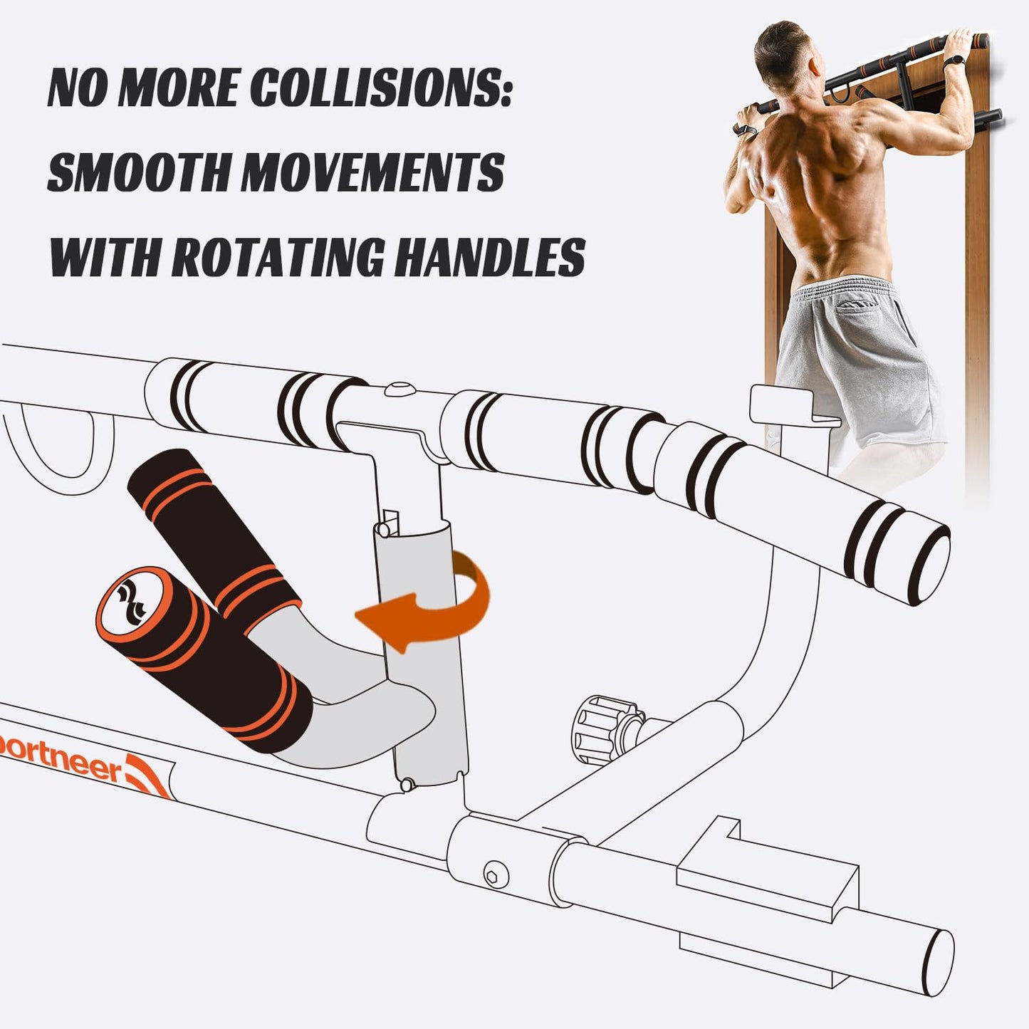 2025 Upgrade Pull up Bar for Doorway with Folding Handle, Door Pull up Bar Door Frame Multi-Grip Upper Body Trainer, 440lb Capacity, Indoor Fitness for Home Gym Strength Training