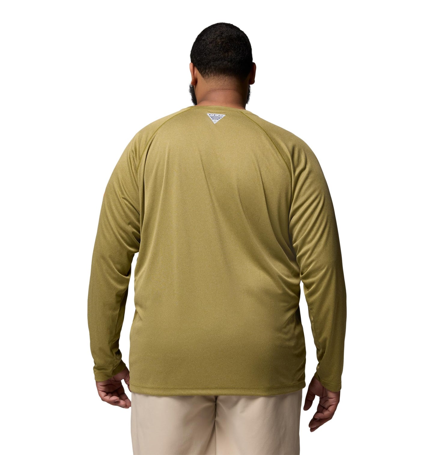 Columbia Men's PFG Terminal Tackle Long Sleeve Fishing Shirt, Grove Green Heather/Spark Orange Logo, 3X Tall