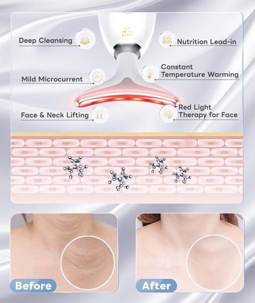 ELISHINE Light Based Multifunctional Facial Massager, 7 Color Portable Face Massager Tool for Skin Care, Glossy White