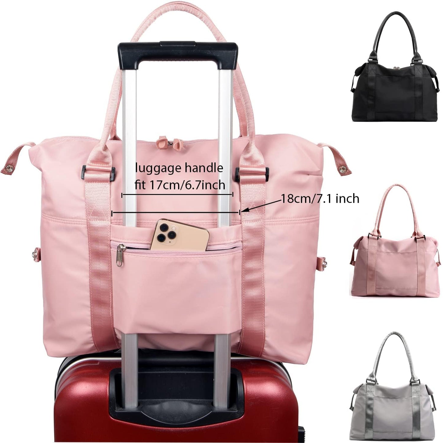 JSAHAH Women Travel Tote Bags Airplane Bag with Trolley Sleeve Carry On Bag Black