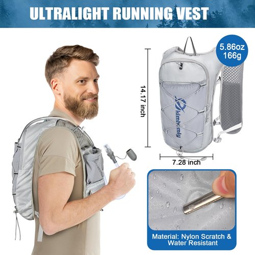 kimhomly Running Hydration Vest for Women Men, Lightweight Adjustable Hydration Backpack with 1.5L Water Bladder Bag for Hiking, Trail, Running, Marathons, Cycling