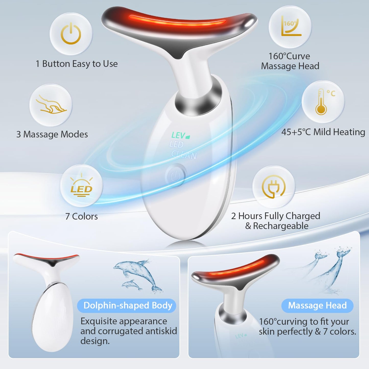 3 in 1 Face š²cuIpting Tool, 7 Color Mode, Facial Massager for Face and Neck, at-Home Facial Beauty Dešice for Skin Care, Face š²cuIpting Wand