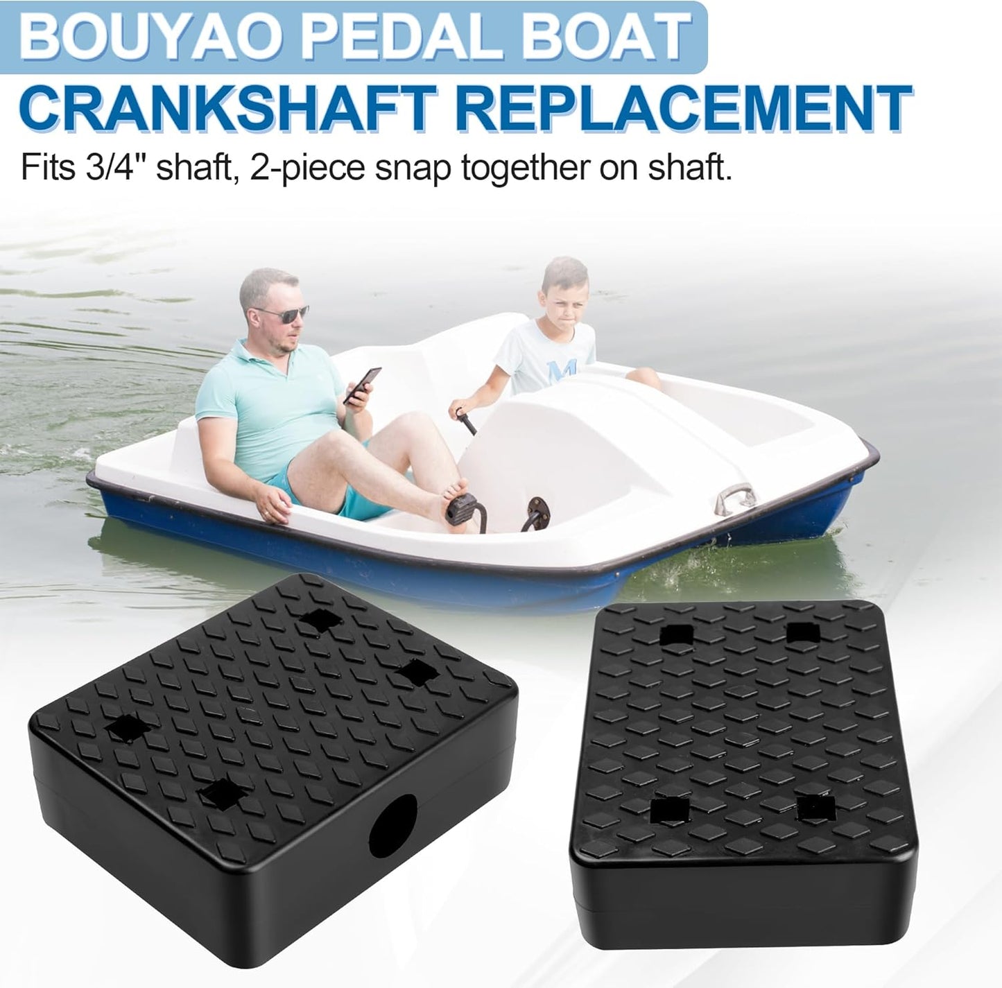 2 Pcs Pedal Boat Crankshaft Replacement Universal Pedal 3/4" Shaft Compatible with Sundolphin, Water Wheeler, Sea Hawk, Aqua Toy Calypso, ASL, Paddle Wheler Sundolphin