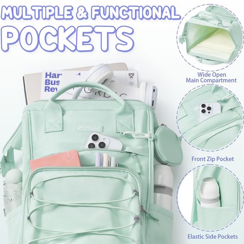Fimibuke Backpack for School Girls, 4 PCS Waterproof Kids Backpacks with Lunch Box Pencil Case & Earphone Bag, Lightweight School BookBag Set for Teen Girl Travel Elementary Middle High School Student