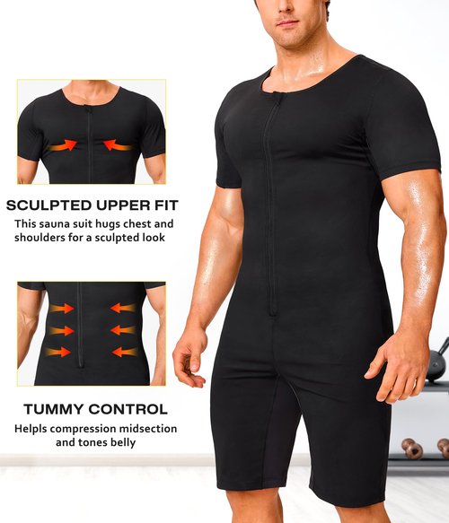 Junlan Sauna Suit for Men Full Body Waist Trainer Sauna Shirt for Working Out(Blue,3X-Large)