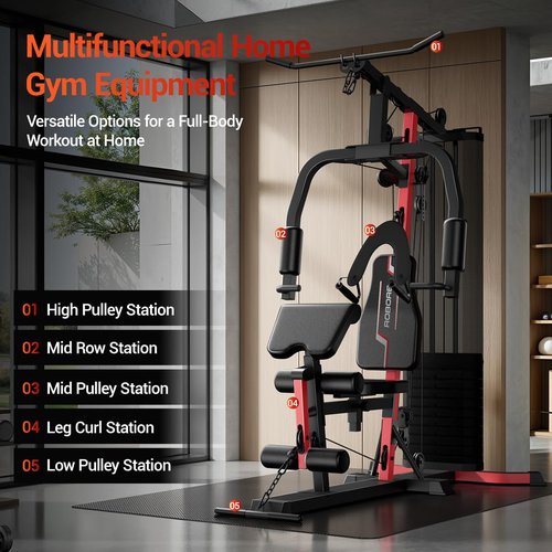 ROBORE Home Gym System with 160LB Weight Stack, Multifunctional All-in-One Workout Station, Full Body Strength Training System