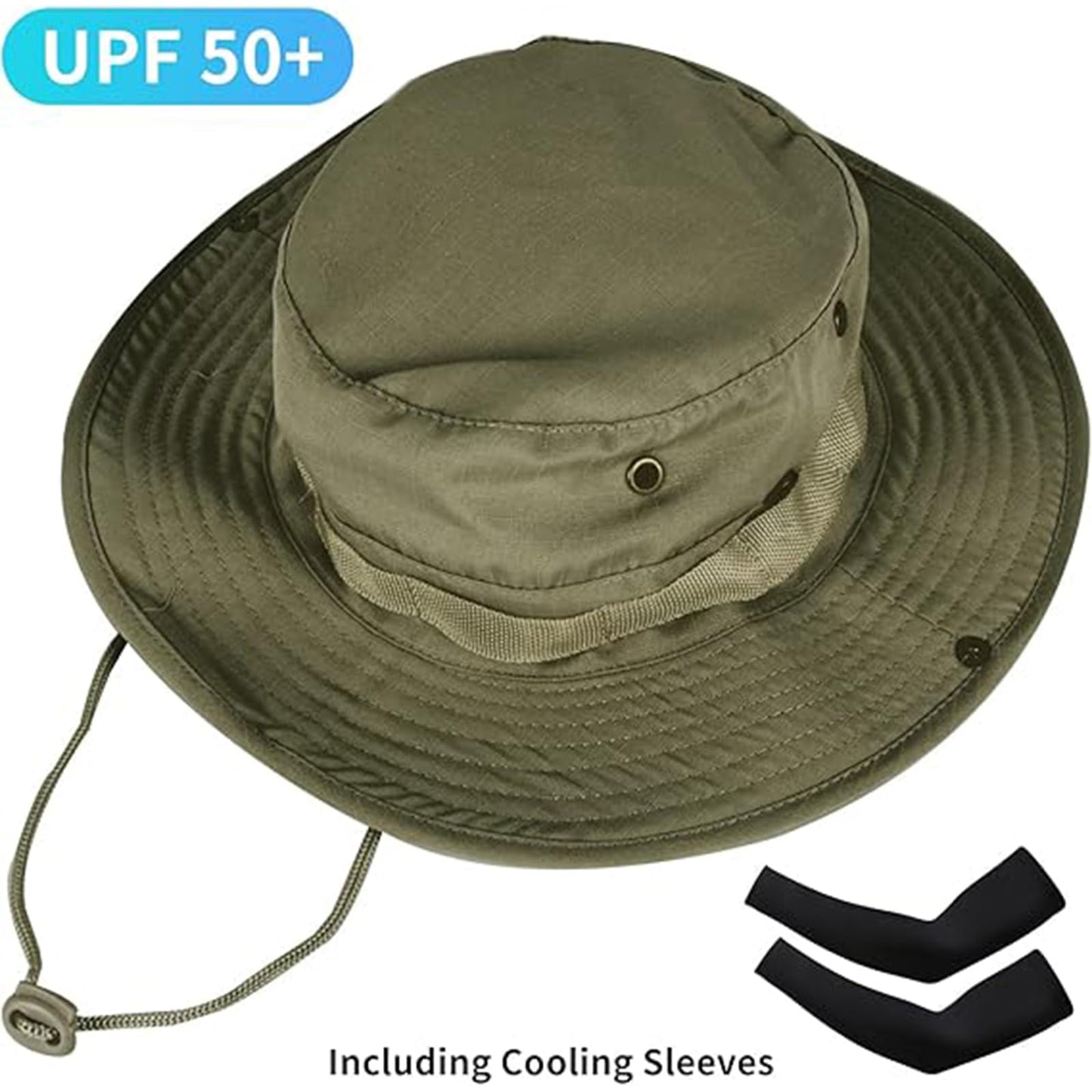 Sun Hats for Men Women Bucket Hat UPF 50+ Boonie Hat Foldable UV Protection Hiking Beach Fishing Summer Safari (Upgraded-1pack-Army Green)