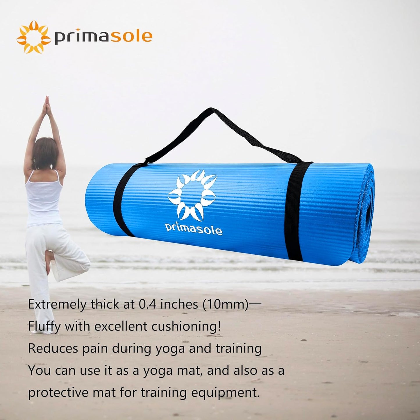 1/2-Inch Extra Thick NBR Yoga Mat with Enhanced Stability - Textured Design, Lightweight Mat with Carrying Strap & Case for Yoga, Pilates, Gym & Home Use (Multiple Colors)
