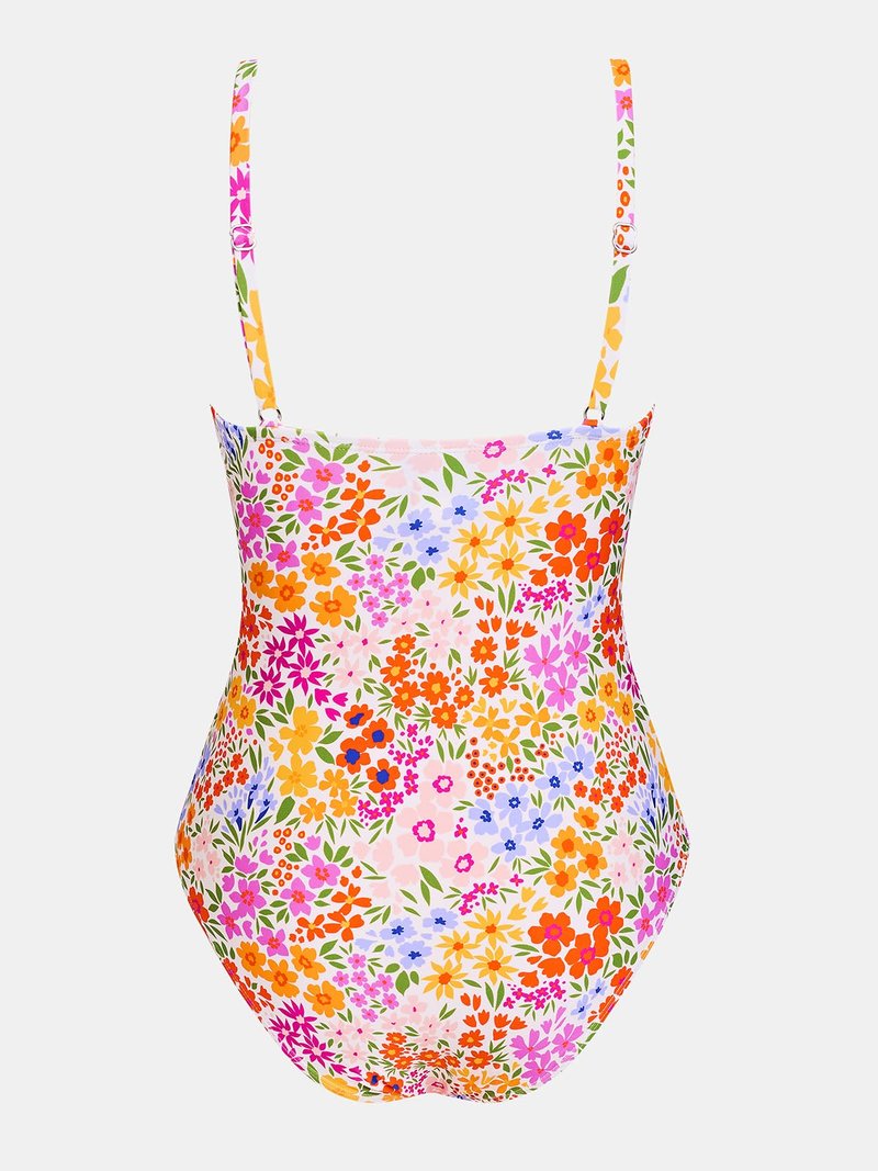 CUPSHE Women's One Piece Swimsuit Bathing Suit V Neck Ruched Adjustable Straps Spaghetti, L