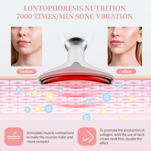 Red-Light-Therapy-for-Face and Neck, Face 𝖲 culpting Wand with 7 Color, Anti 𝖶rinkles Facial Massager for Face and Neck Tool for Skin Care (White)