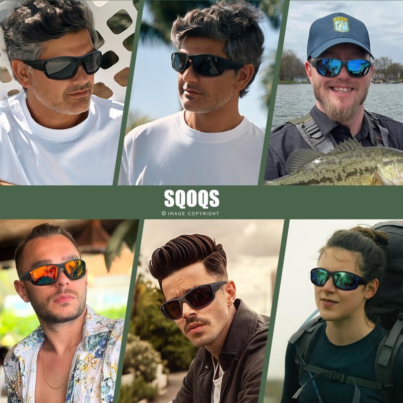 SQOQS Polarized Sports Sunglasses Men UV400 Protection Lightweight Wrap Around Goggles for Cycling Fishing Driving Running