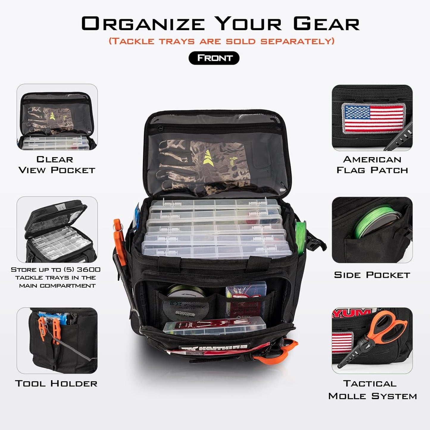 KastKing Fishing Tackle Bags - Saltwater & Freshwater Fishing Bags - Water Resistant, Padded Shoulder Strap - Gear Storage