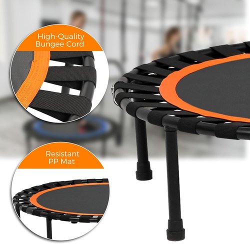 Kikihuose 50” Foldable Mini Trampoline for Adults, 330 LBS Bungee Rebounder Trampoline Indoor/Outdoor with T Shape Adjustable Foam Handle, Stable, Quiet Exercise Workout Equipment for Home Gym