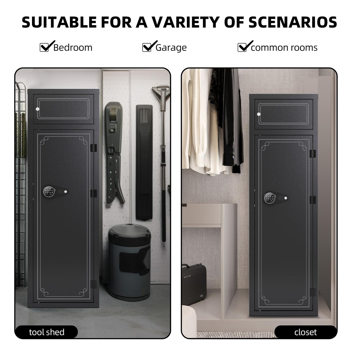 KAER Gun Safe for Rifles and Pistols 10-12 Gun Safe Multi-functional Rifle Safe Anti-theft Gun Safes for Rifles Removable Gun Racks Gun Cabinet for Home with Adjustable Shelves