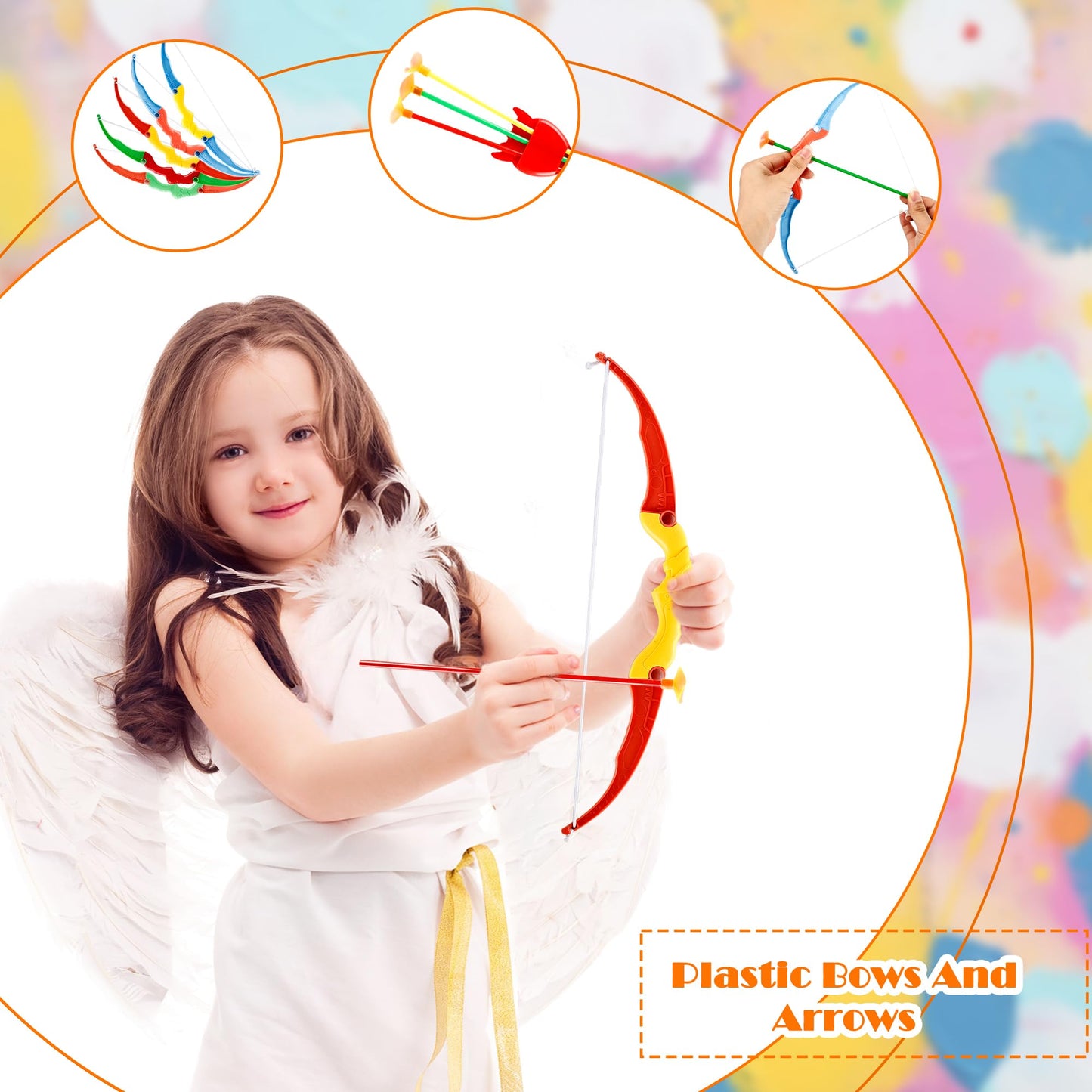 16 Sets Kids Plastic Bow and Arrow Toy Small Bow and Arrow Shooter Mini Arrow Shooter Toys for Boys Girls Sports Target Outdoor Game Sport Party Favors Gifts