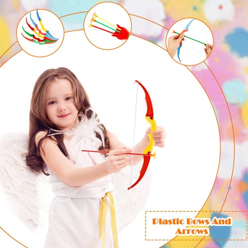 16 Sets Kids Plastic Bow and Arrow Toy Small Bow and Arrow Shooter Mini Arrow Shooter Toys for Boys Girls Sports Target Outdoor Game Sport Party Favors Gifts