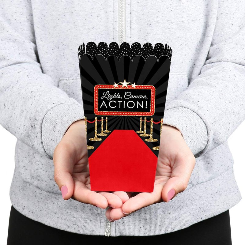 Big Dot of Happiness Red Carpet - Movie Night Party Favor Popcorn Treat Boxes, Like Being at the Theater, Small Party Favor - 12 Ct