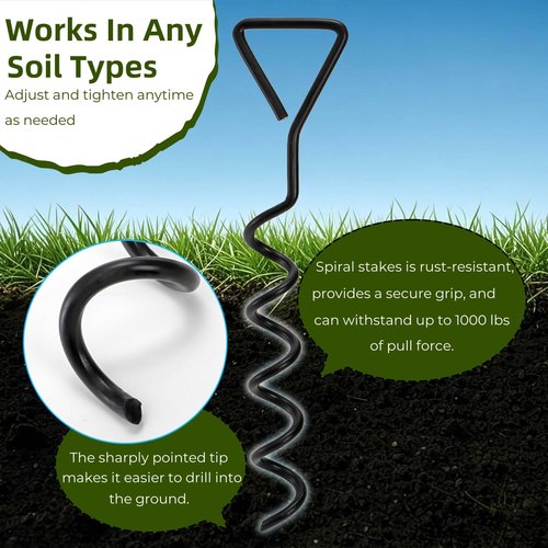 ZOOFOX 6 Pack Tree Stake Kit, Tree Straightening Kit for Leaning Tree, Spiral Trampoline Anchors High Wind Heavy Duty for Camping Tents, Car Ports, Swing Sets, Canopies, Sheds, 15.8 inches