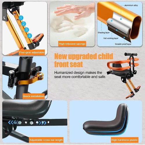 OUSEXI Front Toddler Bike Seat, Retractable Kids Bike Seat Front Mounted with Fence,Suitable for Children 2~6 Years…
