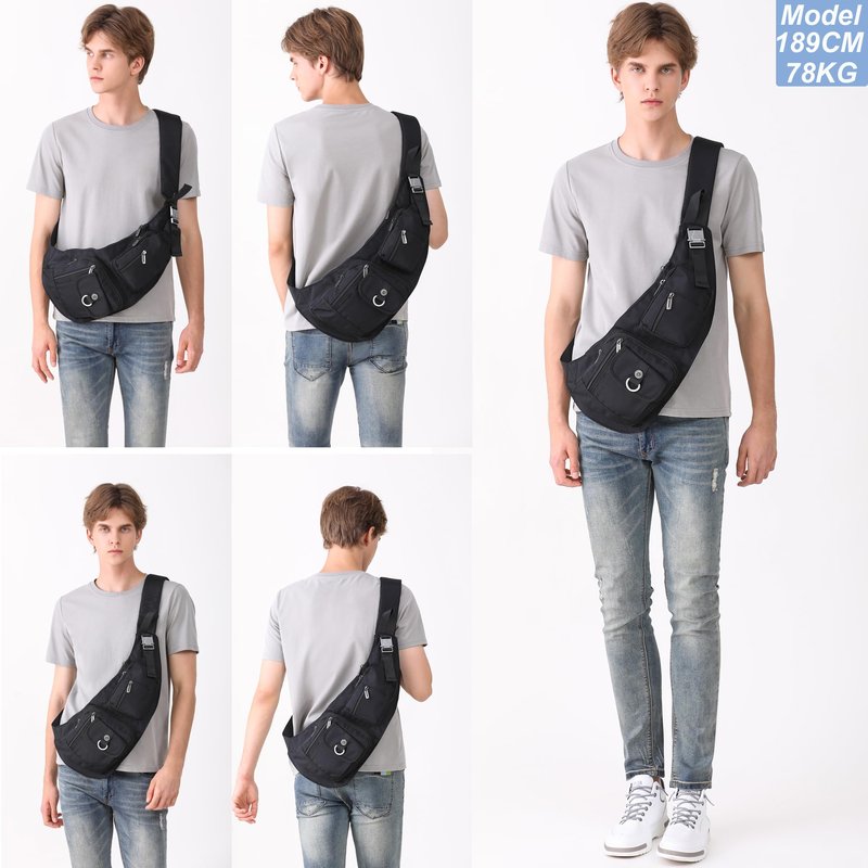 NICGID Sling Bag Chest Shoulder Backpack Crossbody Bags Casual Daypack for Men Women (Black-014)