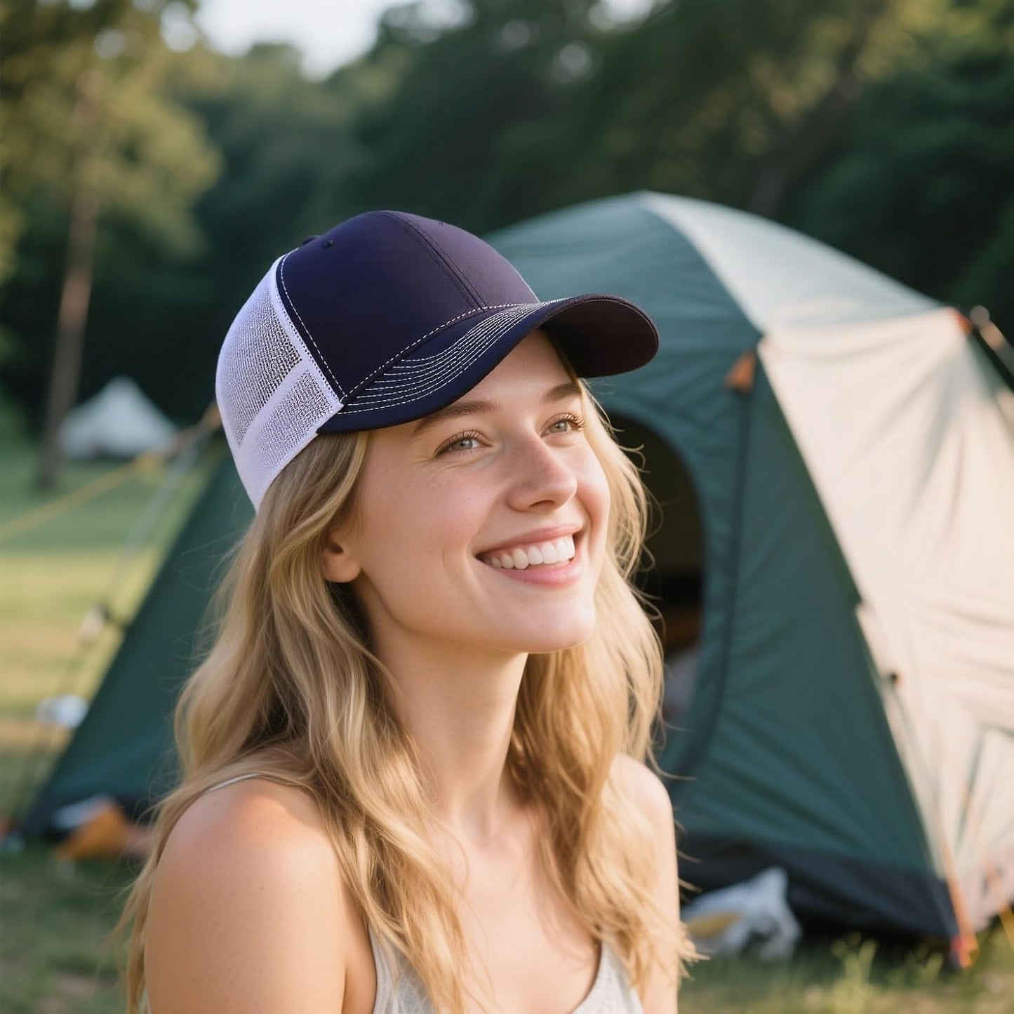 2-Pack Breathable Mesh Snapback Trucker Hats, Adjustable Baseball Caps for Men Women, Cotton-Poly Twill Outdoor
