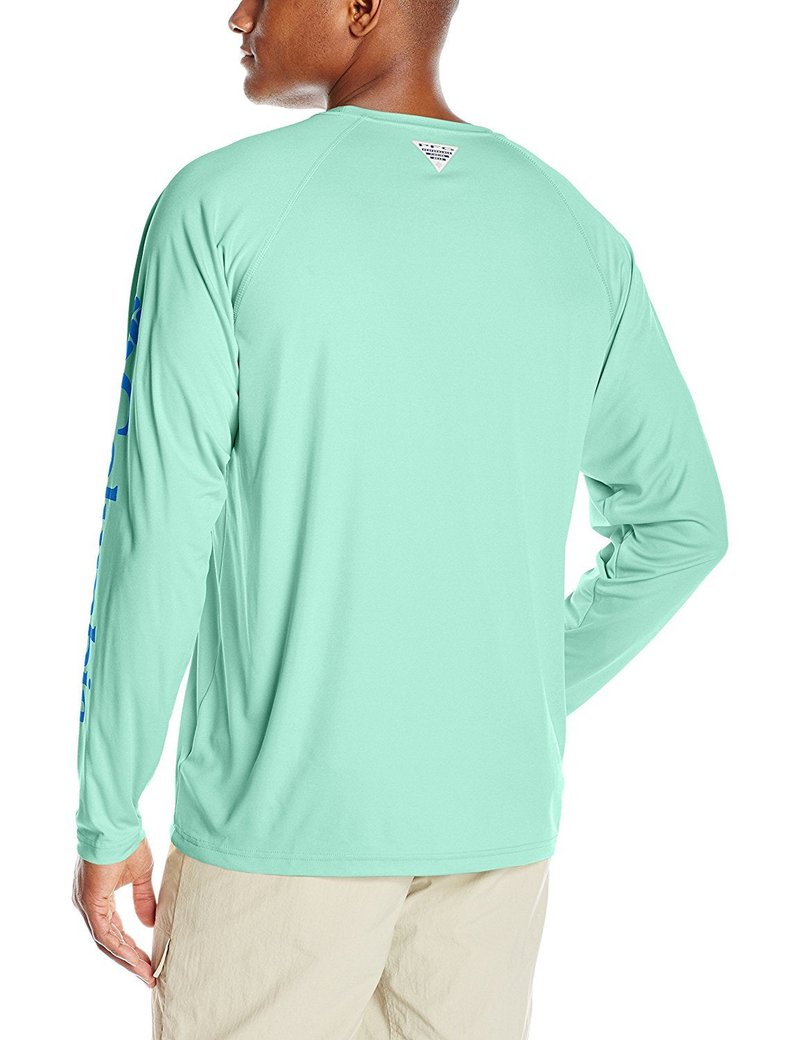 Columbia Men's Terminal Tackle Long Sleeve Big Shirt, Kelp/Harbor Blue Logo, 3X
