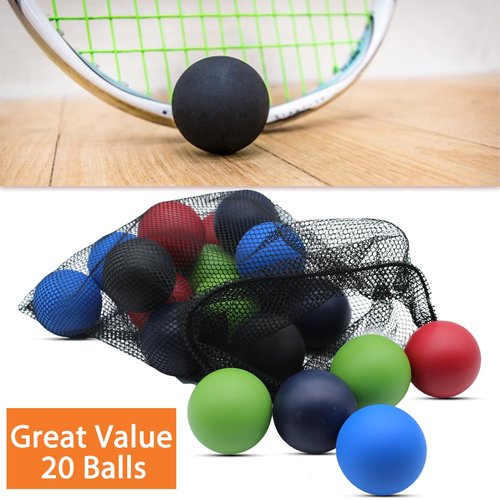 20 Pack Racquetball Multi Colored Racquetballs High Bounce Rubber Racquetballs with a mesh Bag (Multi-Color)