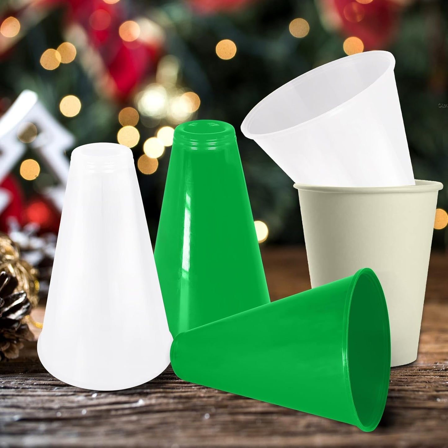 2 Pcs White Plastic Cheer Megaphone for DIY Party Accessory for School Outdoor Activities Party Favors Sports Match Game (White)