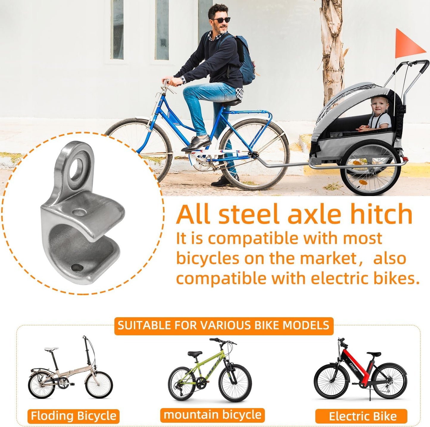 2PCS Bike Trailer Hitch for Thule Chariot Bike Trailers Compatible with Thule Chariot Courier Coaster Cadence Axle Mount Bicycle Strollers (2PCS Trailer Hitch)