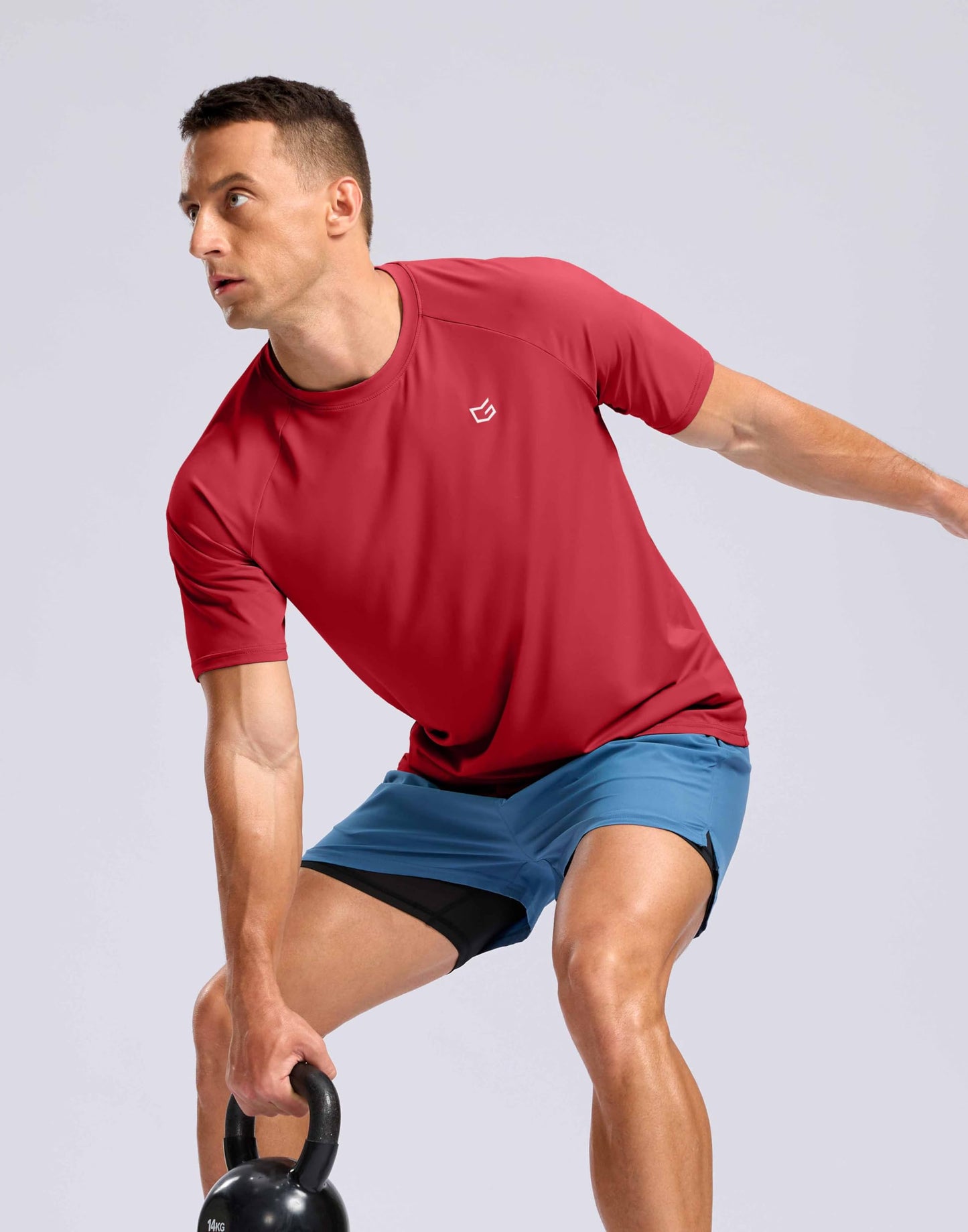 Men's Athletic Workout T-Shirts Moisture Wicking Cooling Running Shirts Short Sleeve Performance Tee for Gym Tennis(Red,3XL)